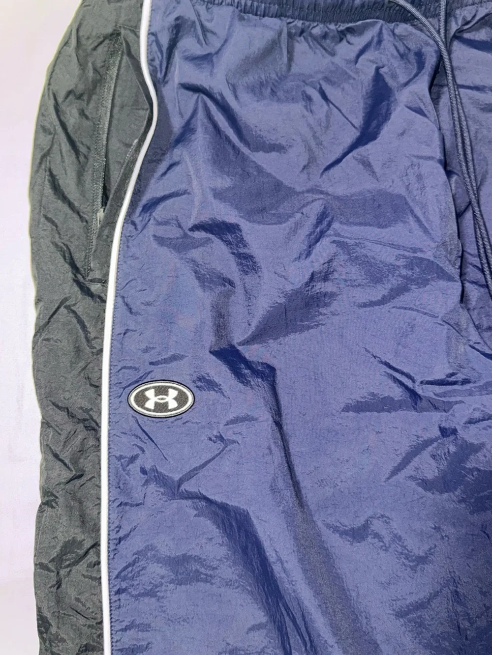 Under Armour Navy and Black Track Pants with White Piping